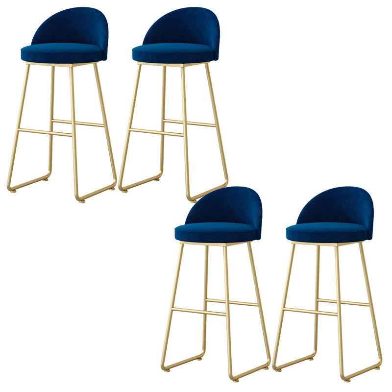 Modern Backrest Armless Counter Stool Iron Hight Stool with Velvet Cushion