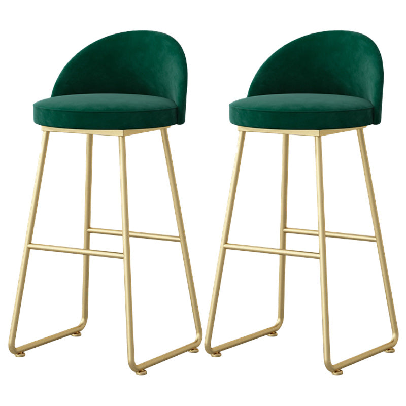 Modern Backrest Armless Counter Stool Iron Hight Stool with Velvet Cushion