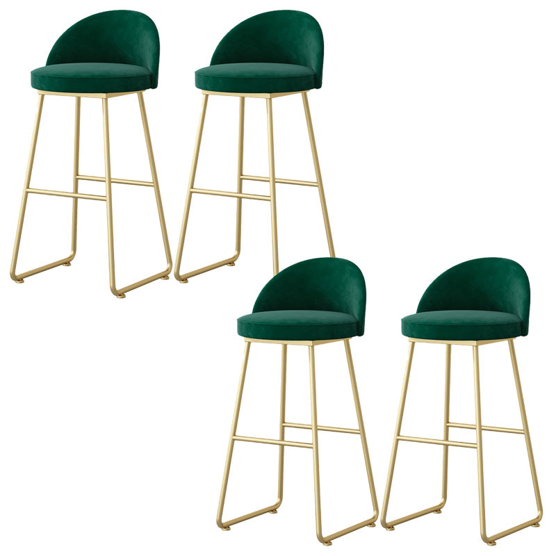Modern Backrest Armless Counter Stool Iron Hight Stool with Velvet Cushion