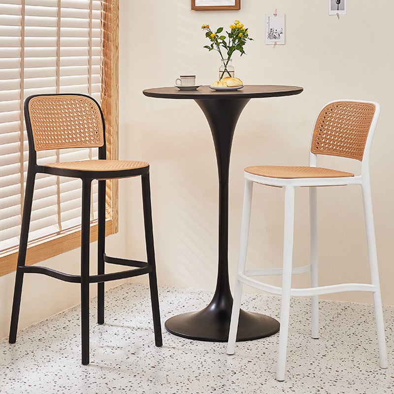 Modern Backrest Armless Counter Stool Plastic Hight Stool with 4 Legs