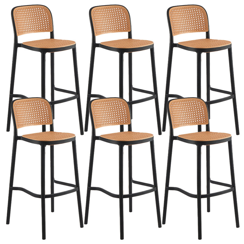Modern Backrest Armless Counter Stool Plastic Hight Stool with 4 Legs