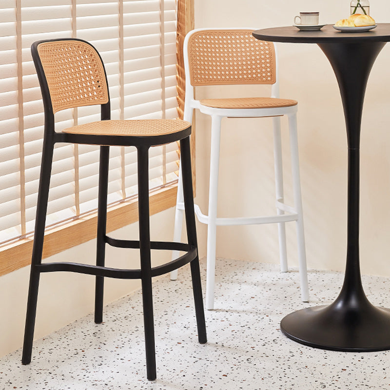 Modern Backrest Armless Counter Stool Plastic Hight Stool with 4 Legs
