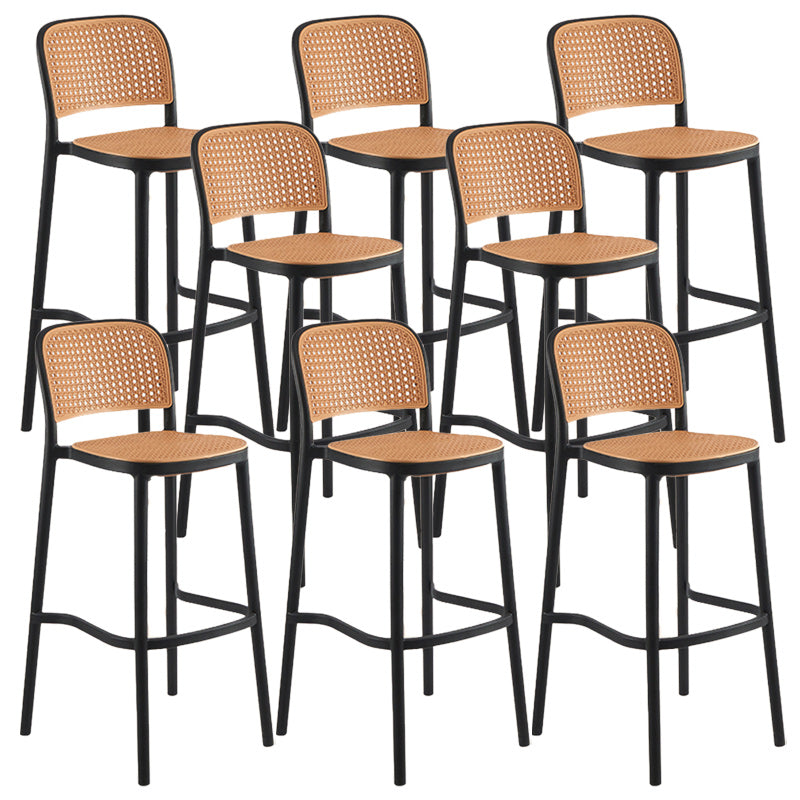 Modern Backrest Armless Counter Stool Plastic Hight Stool with 4 Legs