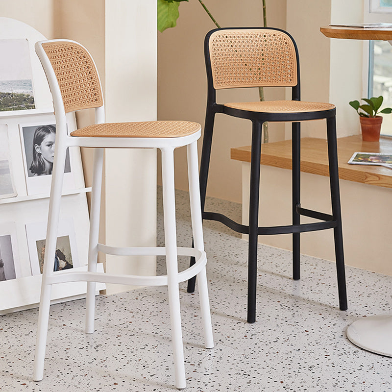 Modern Backrest Armless Counter Stool Plastic Hight Stool with 4 Legs