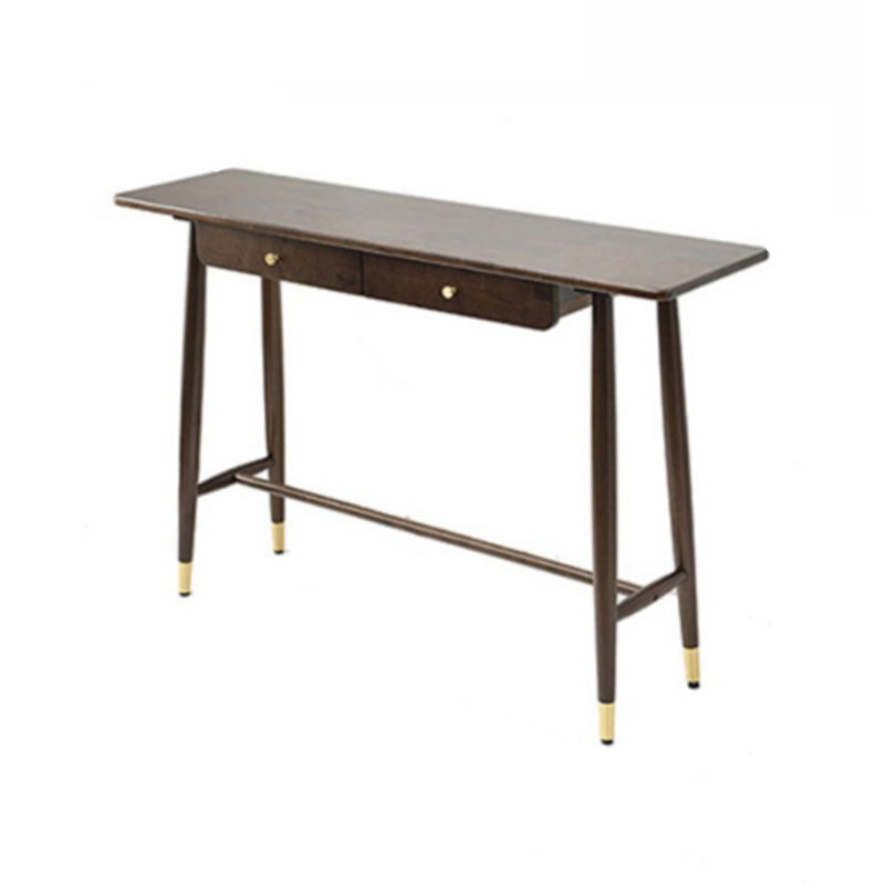 Modern Oak Wood Bar Table Set 1/2 Pieces Wooden Counter Table with Leather Stools