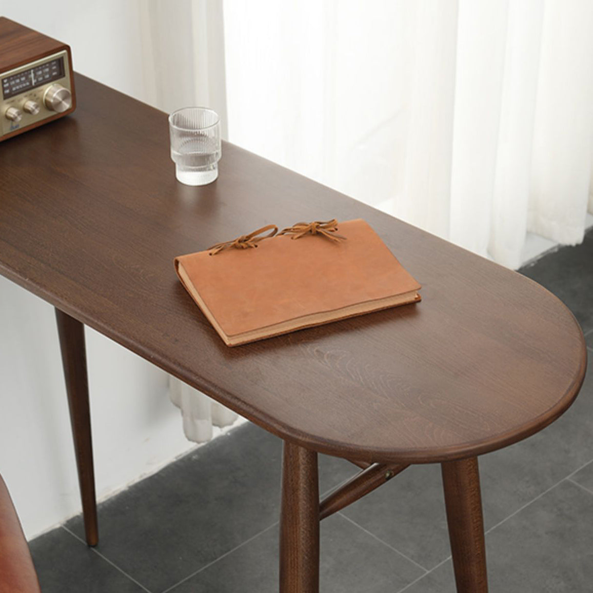 Modern Oak Wood Bar Table Set 1/2 Pieces Wooden Counter Table with Leather Stools