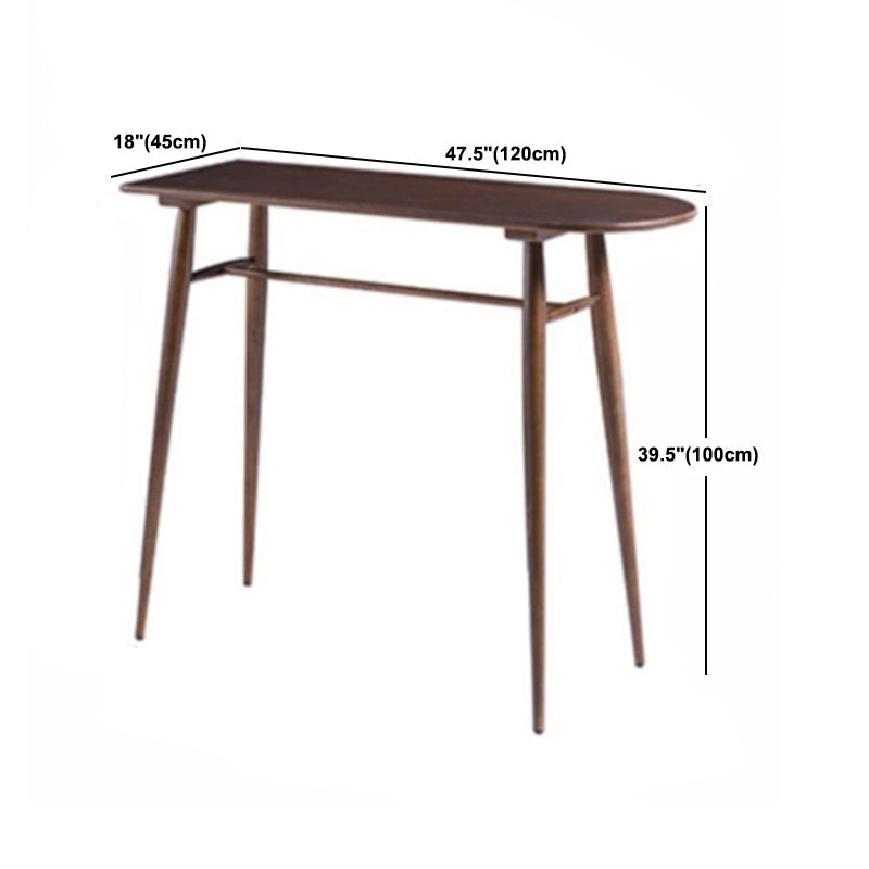 Modern Oak Wood Bar Table Set 1/2 Pieces Wooden Counter Table with Leather Stools