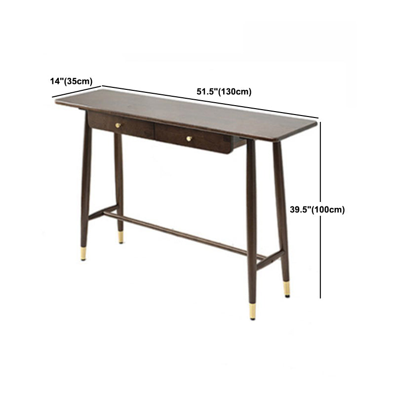 Modern Oak Wood Bar Table Set 1/2 Pieces Wooden Counter Table with Leather Stools