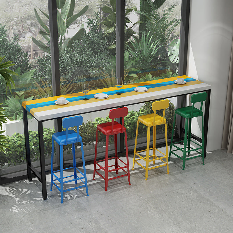 Modern 1/5/9 Pieces Bar Table Set Rectangle Pine Wood Counter Table with High Stools