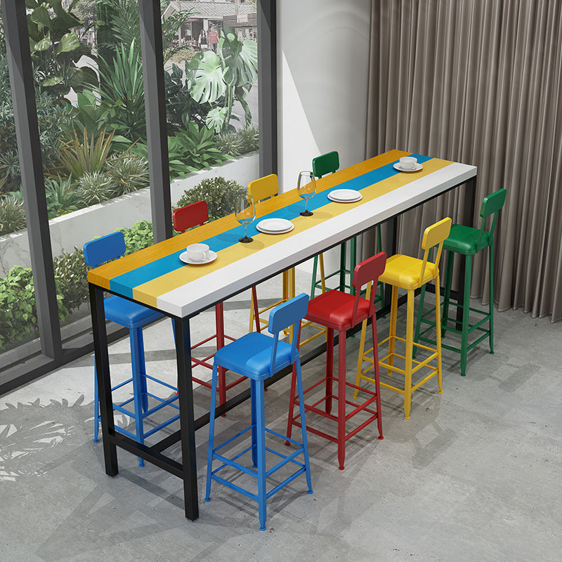 Modern 1/5/9 Pieces Bar Table Set Rectangle Pine Wood Counter Table with High Stools