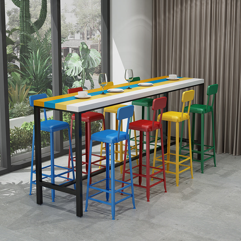 Modern 1/5/9 Pieces Bar Table Set Rectangle Pine Wood Counter Table with High Stools