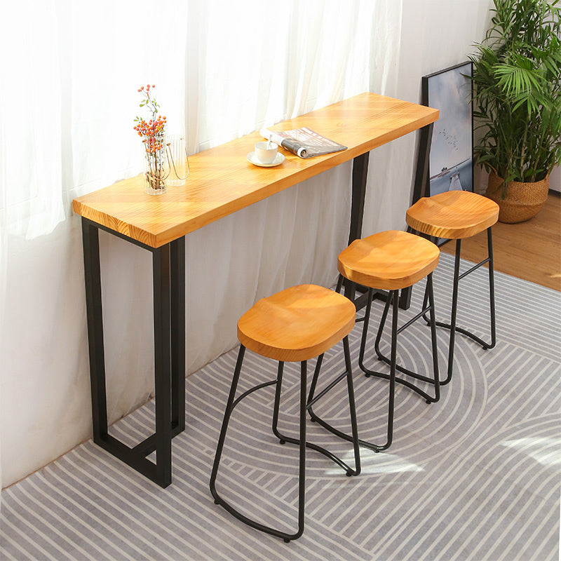 Modern Rectangle Solid Wood Bar Table Set 1/4/7 Pieces Counter Table with Backless Stools
