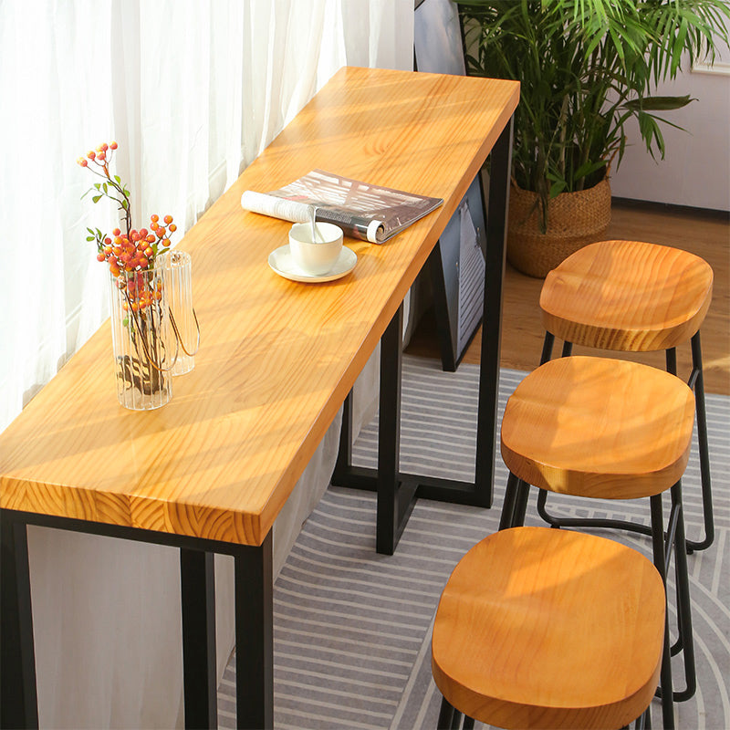 Modern Rectangle Solid Wood Bar Table Set 1/4/7 Pieces Counter Table with Backless Stools