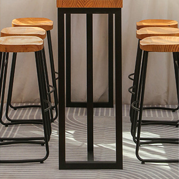 Modern Rectangle Solid Wood Bar Table Set 1/4/7 Pieces Counter Table with Backless Stools