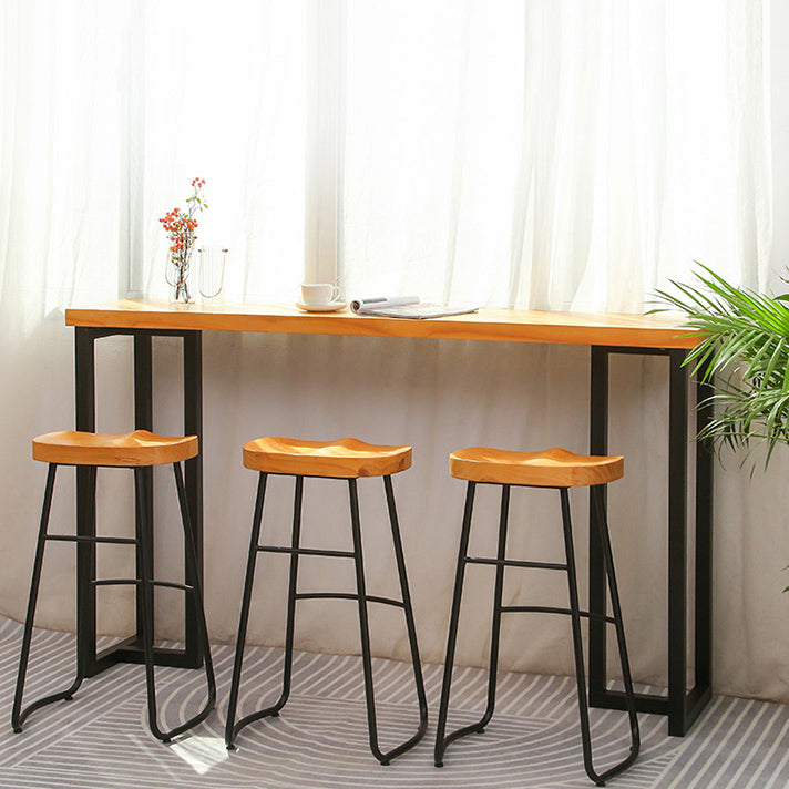Modern Rectangle Solid Wood Bar Table Set 1/4/7 Pieces Counter Table with Backless Stools