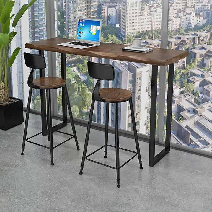 Industrial 1/3 Pieces Bar Table Set Rectangle Pine Wood Counter Table with High Stools