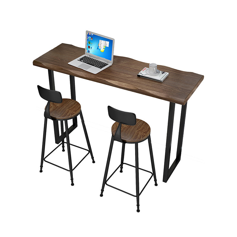 Industrial 1/3 Pieces Bar Table Set Rectangle Pine Wood Counter Table with High Stools