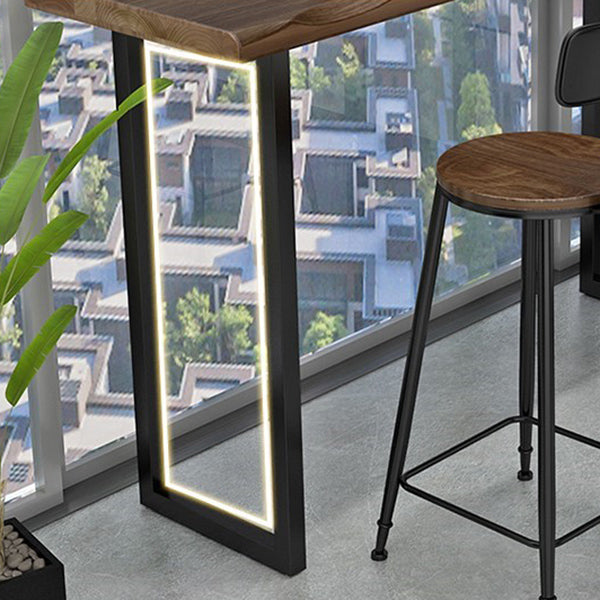 Industrial 1/3 Pieces Bar Table Set Rectangle Pine Wood Counter Table with High Stools