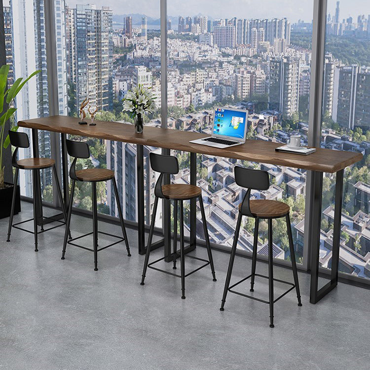 Industrial 1/3 Pieces Bar Table Set Rectangle Pine Wood Counter Table with High Stools