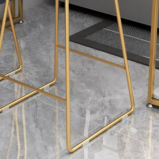 1/3 Pieces Glam Gold Iron Bar Table Set White Stone Top Bistro Set with Shelf