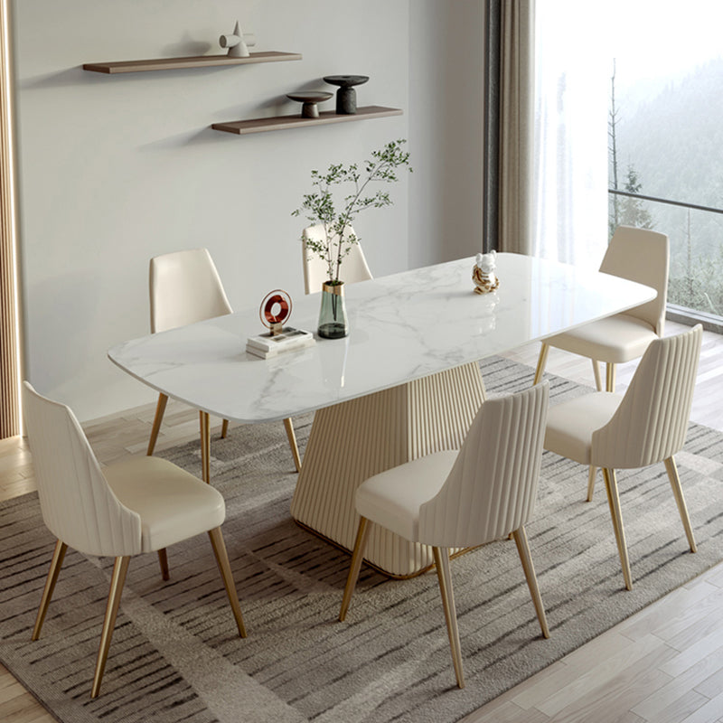 Nordic Glam Sintered Stone Dining Rectangle Table Set 1/4/5/6/7 Pieces Dining Set