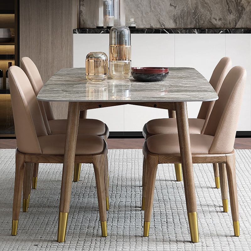 Mid-Century Modern Dining Table Stone Top Dining Table with 4 Legs