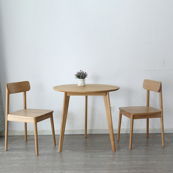 Round Dining Table Natural Contemporary Style Solid Wood Dinner Table for Home Kitchen