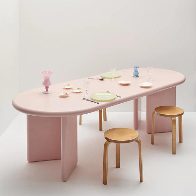 Double Pedestal Solid Wood Table Contemporary Style Dining Room Table for Home