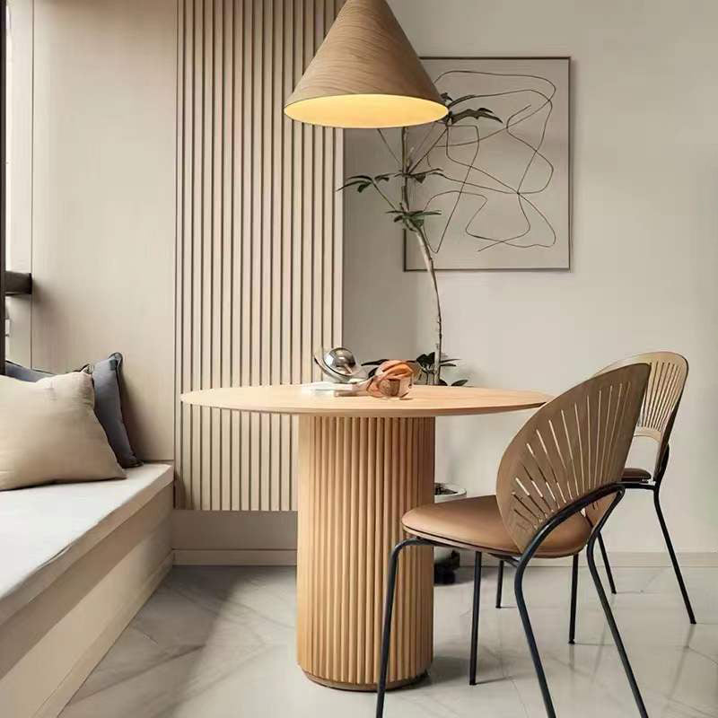 Round Dining Table Modern Style Solid Wood Dinner Table for for Kitchen Home Furniture