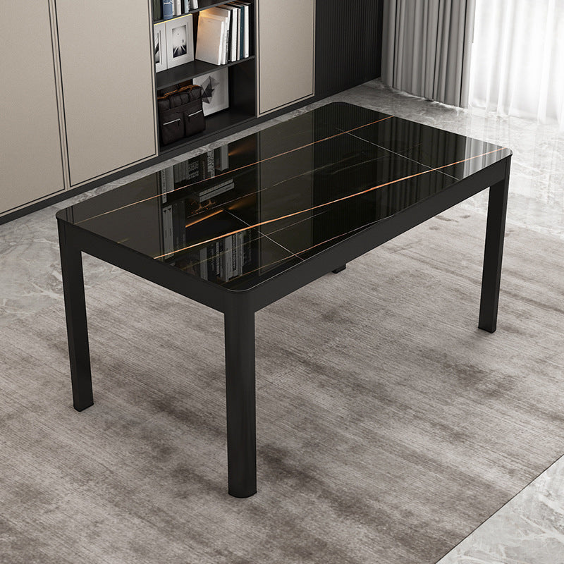 Modern Black in Glass Counter Table Rectangle Dining Table for Kitchen