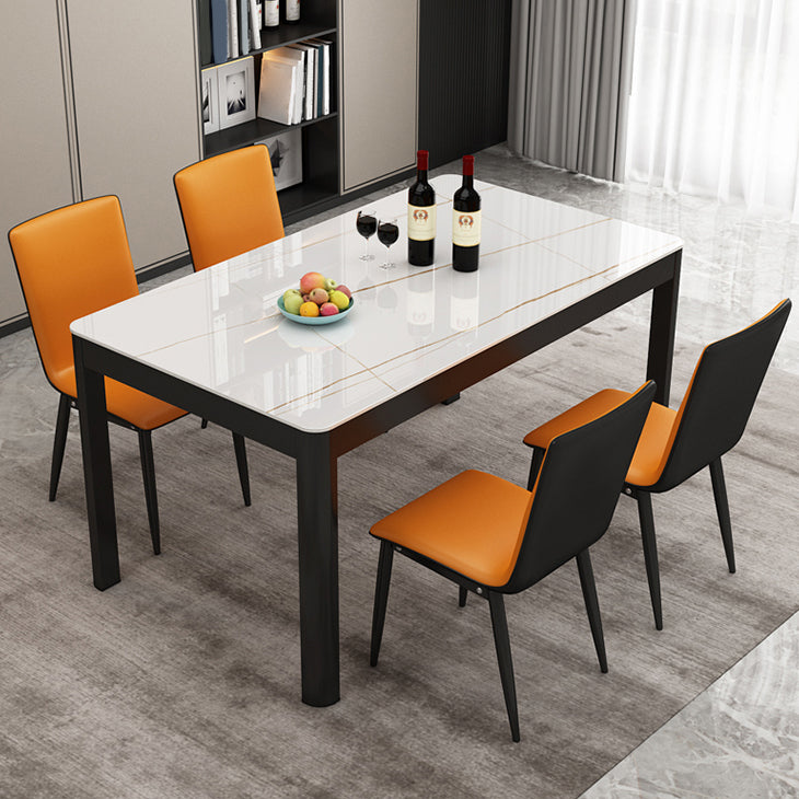 Modern Black in Glass Counter Table Rectangle Dining Table for Kitchen