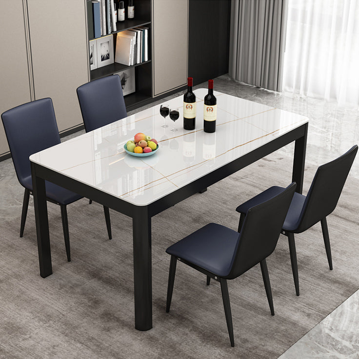 Modern Black in Glass Counter Table Rectangle Dining Table for Kitchen
