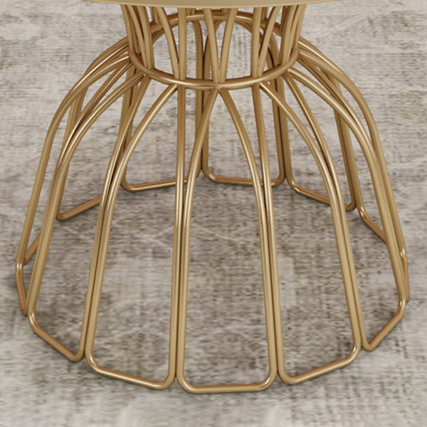 Round White Top Dining Table Traditional Luxury Dining Table with Gold Frame