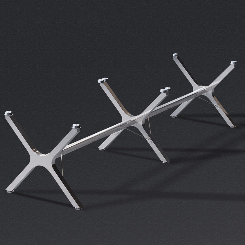 Steel Contemporary Rectangular Dining Table Glass Top Dining Table for Dining Room