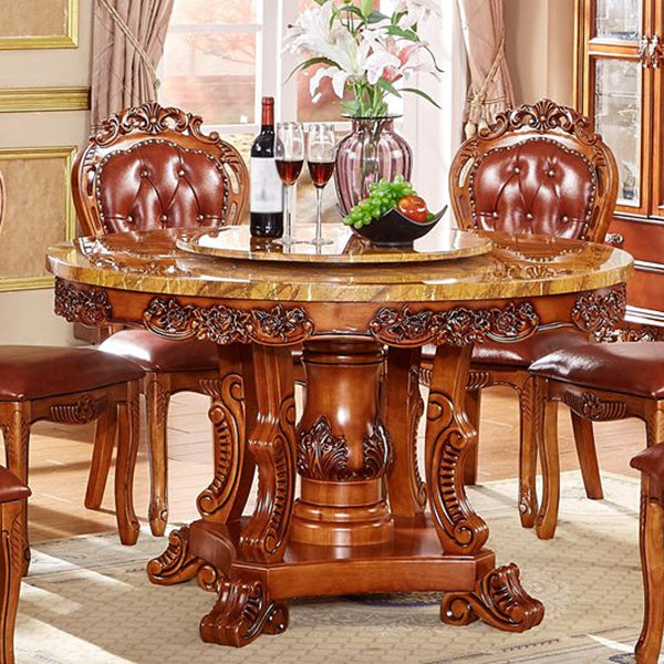 Rubberwood Base Victorian Round Table Pedestal Base Table for Dining Room