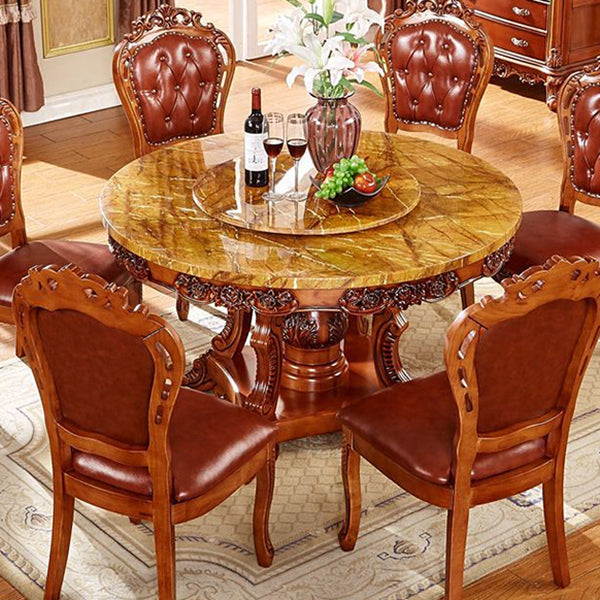 Rubberwood Base Victorian Round Table Pedestal Base Table for Dining Room
