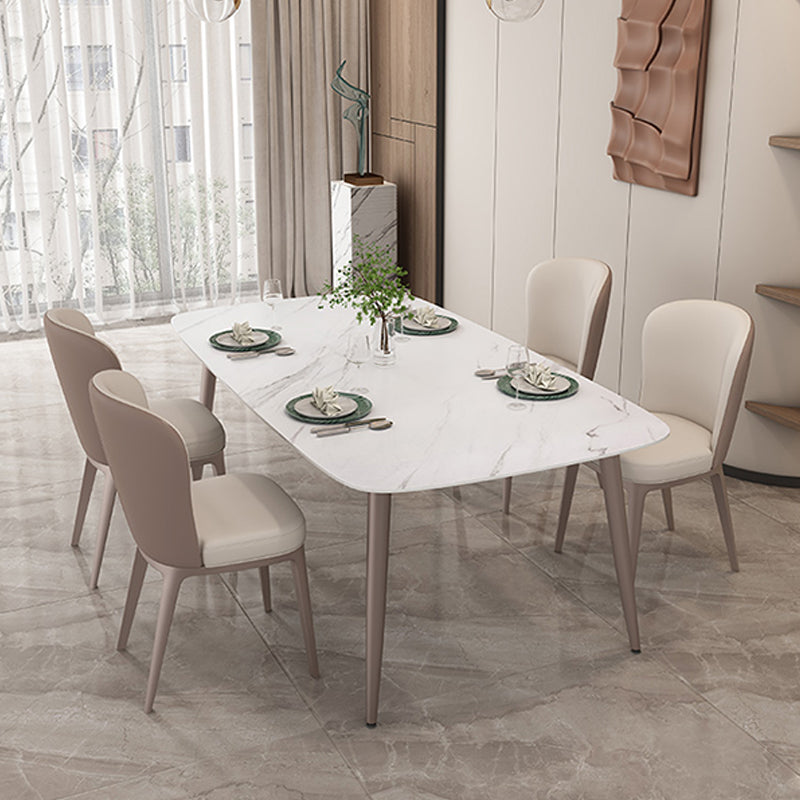 Traditional Luxury Rectangle Dining Table Stone Dining Room Furniture