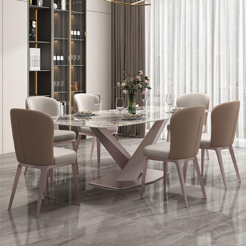 Contemporary Metal Dining Chair Parsons Furniture in Matte Finish for Home