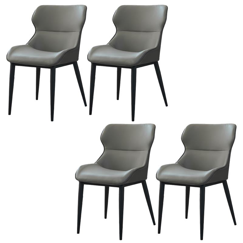 Leather Dining Side Chair Modern Upholstered Dining Chair with Black Legs