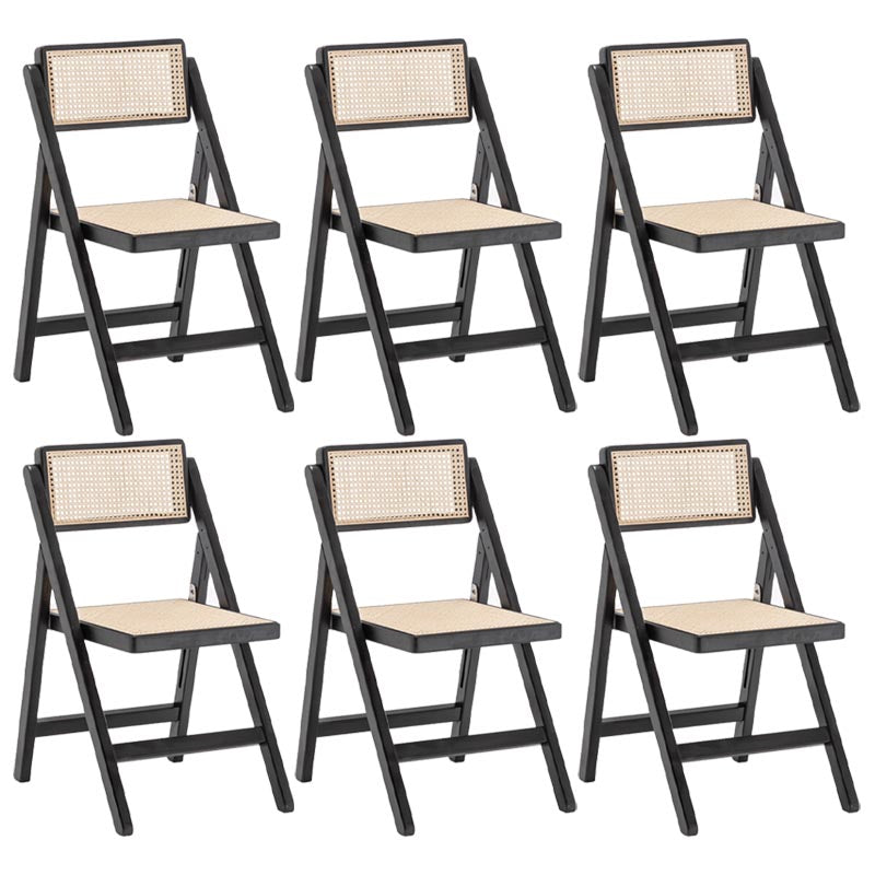 Traditional Folding Rattan Side Chair Wood Dining Side Chair