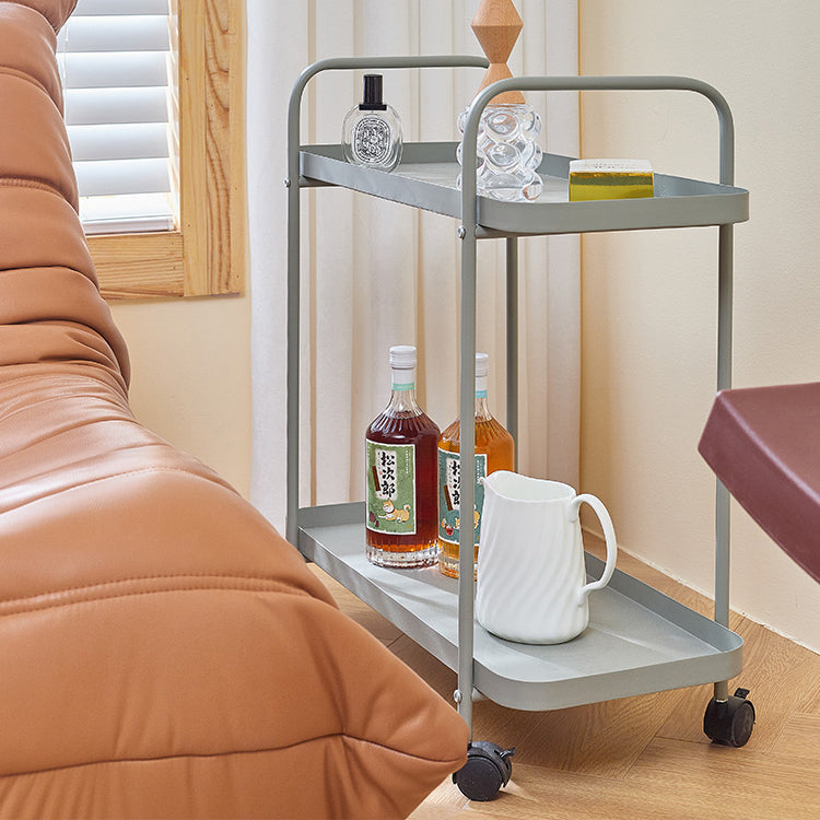 25.2"H Rolling Modern Prep Table Metal Rectangular Prep Table for Dining Room