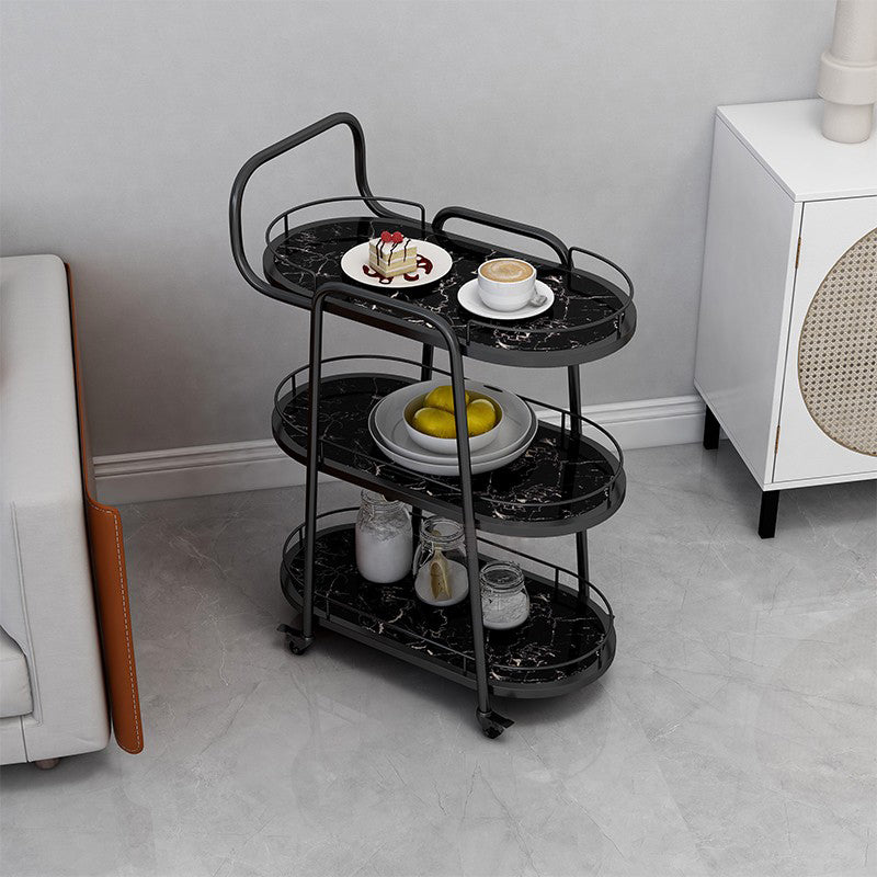 33.86" High Rolling Modern Prep Table Stone Prep Table for Dining Room