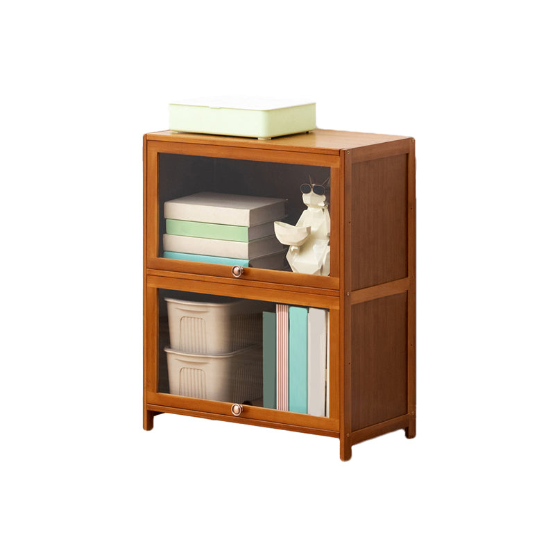 Brown Shelf Bookcase Door Standard Wood Bookcase for Home Office