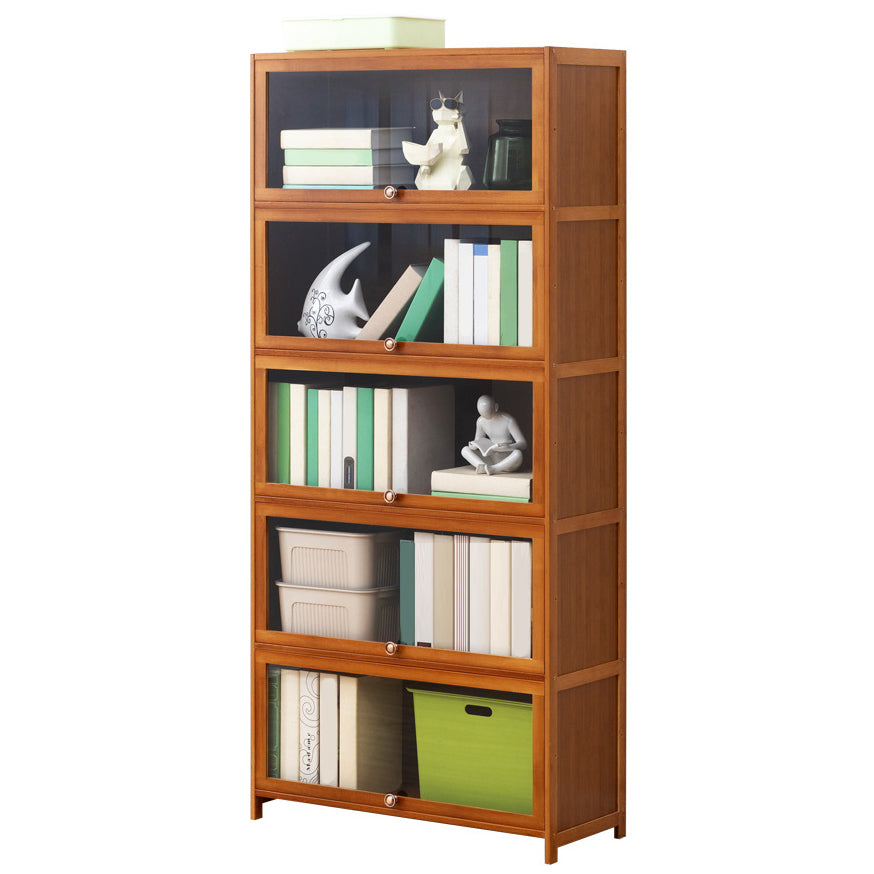 Brown Shelf Bookcase Door Standard Wood Bookcase for Home Office