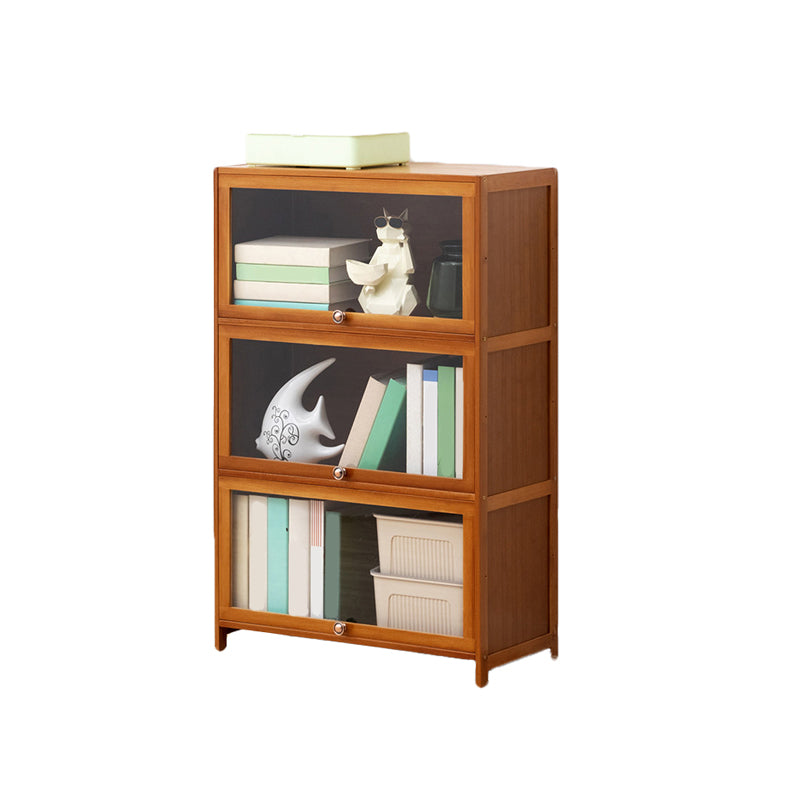 Brown Shelf Bookcase Door Standard Wood Bookcase for Home Office