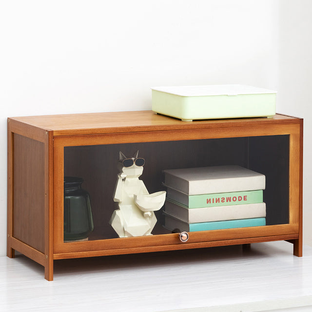 Brown Shelf Bookcase Door Standard Wood Bookcase for Home Office