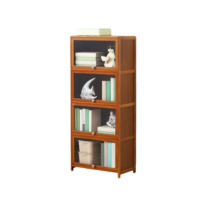 Brown Shelf Bookcase Door Standard Wood Bookcase for Home Office
