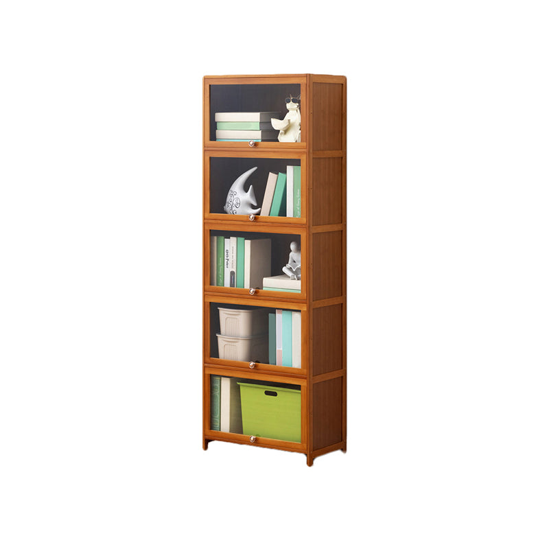 Brown Shelf Bookcase Door Standard Wood Bookcase for Home Office
