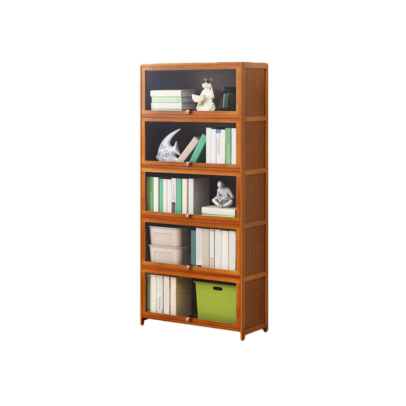Brown Shelf Bookcase Door Standard Wood Bookcase for Home Office
