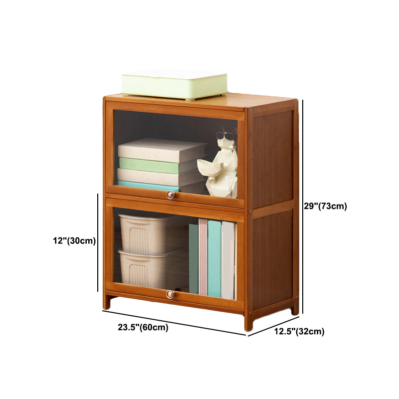 Brown Shelf Bookcase Door Standard Wood Bookcase for Home Office